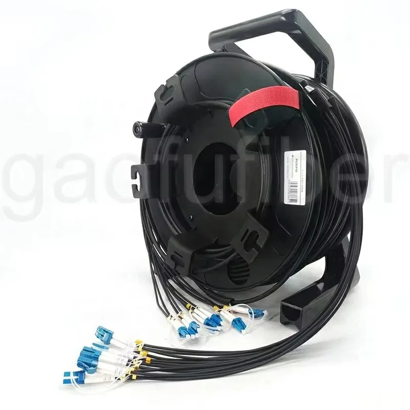 Singlemode Multimode OM3 LC Armoured Tactical 100M 150M 200M Fiber Optic Cable Drum for Broadcast Services