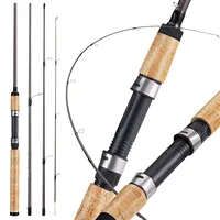 Sougayilang 2.1m Ultra Light Wooden Handle Spinning Rods Casting Fishing Pole Carbon Fibre Bass Trout Rods Cork Handle Pole