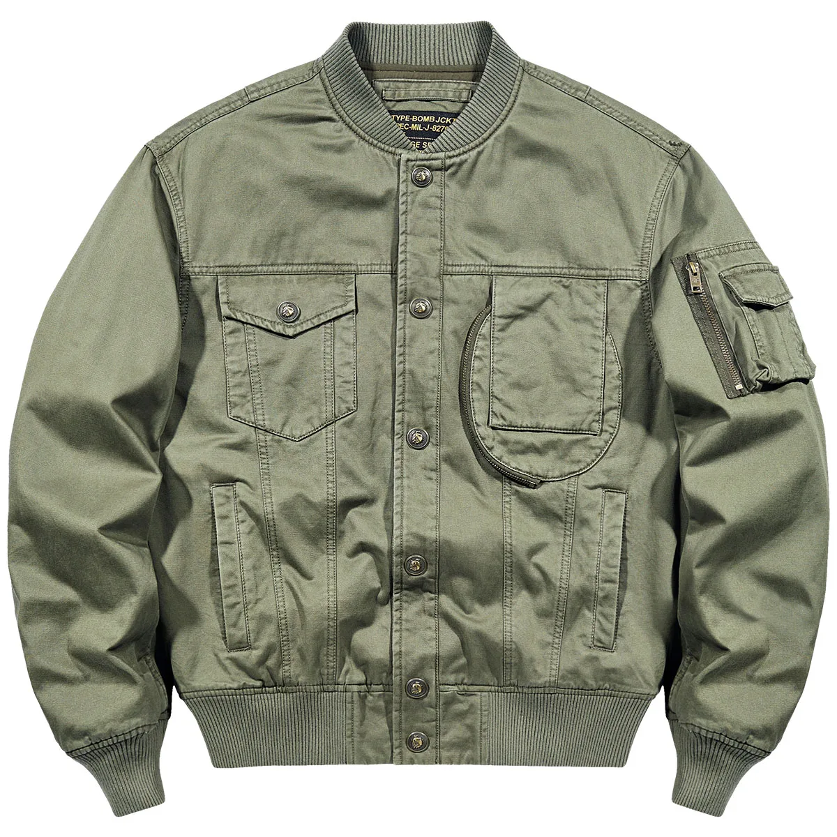 

Мужская демисезонная куртка-бомбер из чистого хлопка в стиле ретро, свободного кроя, с множеством карманов, модная, в рабочем стиле, для повседневной носки