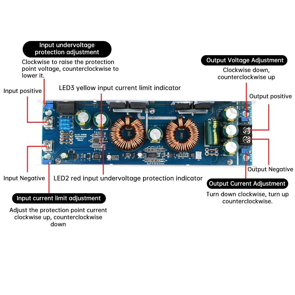 DC-DC Boost Module 1000W Constant Voltage Constant Current Adjustable DC12-75V to DC12-85V Step-up Board Power Adapter