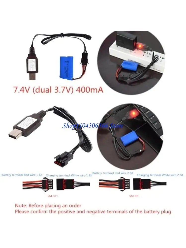 

02DD 7.4v 3.7V SM4P Li-ion Battery Reverse Charging Adapter Electric Toy Car E561 Excavator USB Cable