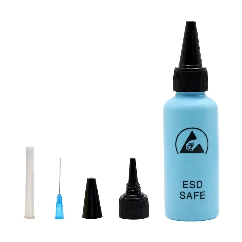 Distributeur de bouteilles d'alcool ESD BST-101, 50mL, avec aiguille, compte-gouttes de colle antistatique, pour l'électronique de téléphone, nettoyage de cartes PCB
