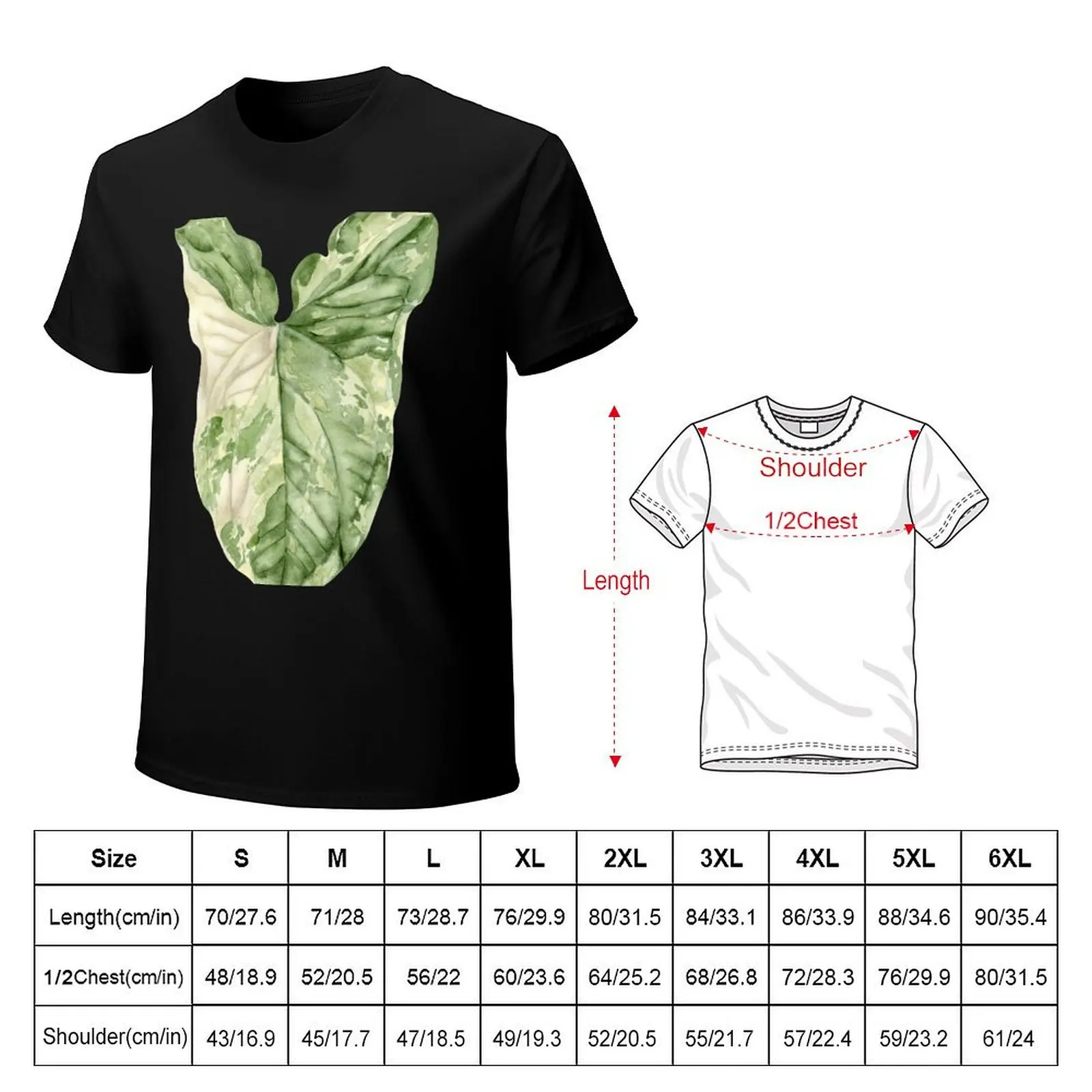 Syngonium Albo Variegata T-Shirt Outdoor Work Short Sleeve Top