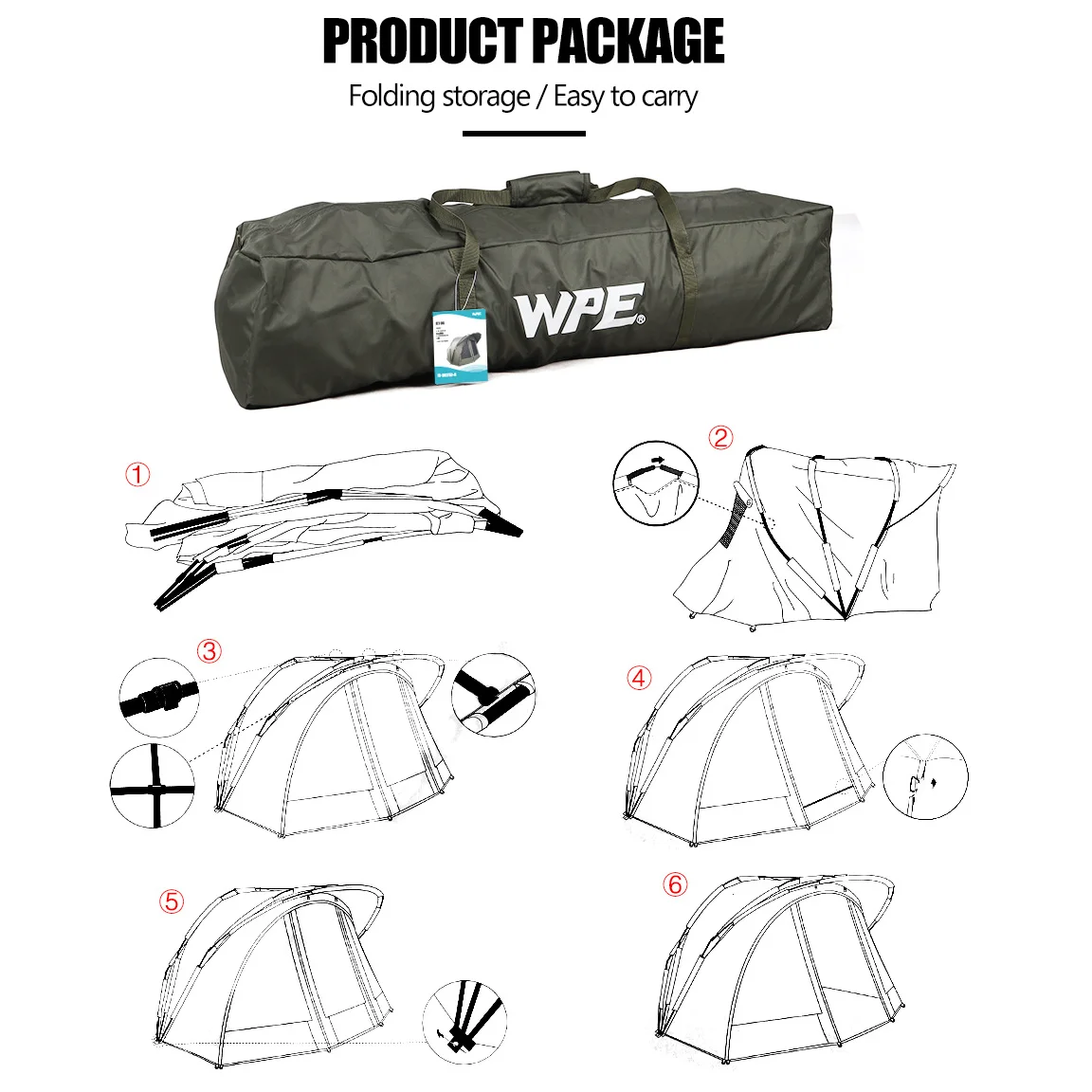 

New Easy Set Up Fishing Tent 3*300D Oxford Cloth PU2000mm Waterproof Material Carp Fishing Equipment Bivvy Tent For Carp Fishing
