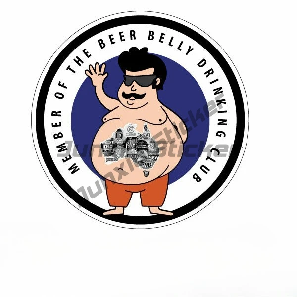 

Beer Belly Club, Drinking DECAL, Vinyl Sticker Funny Car Sticker Bumper