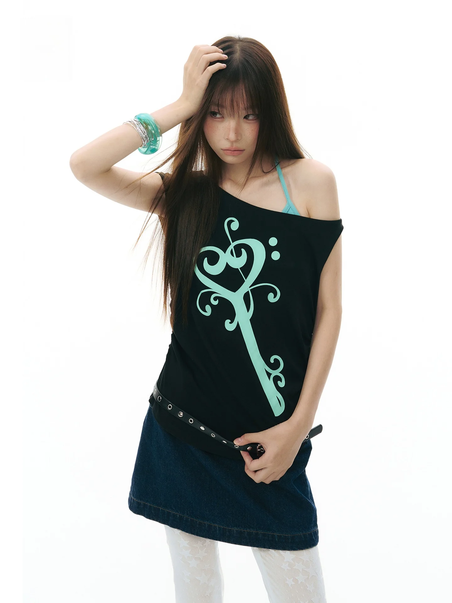 Twodaysoff Millennium Style Vintage Key Print Sleeveless Top Women Summer Irregular Waist Inward Vest Soft Comfortable Short ...