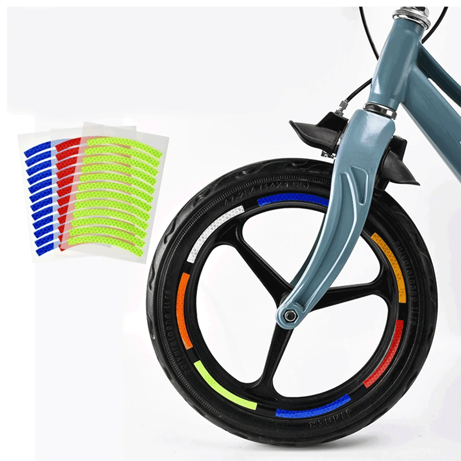 Reflektierendes Radaufkleber-Set, fluoreszierender Sicherheitsstreifen für Kinder, Laufräder und Fahrradreifen, Warndekoration für Nachtfahrten