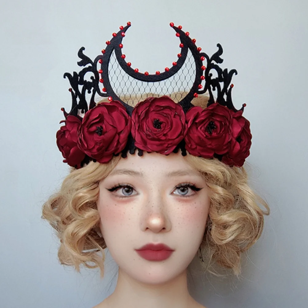 

Lightweight Rose Flower Crown Floral Headband Festival Garland Headpiece for Halloween Party Cosplay Rose Flower Crown