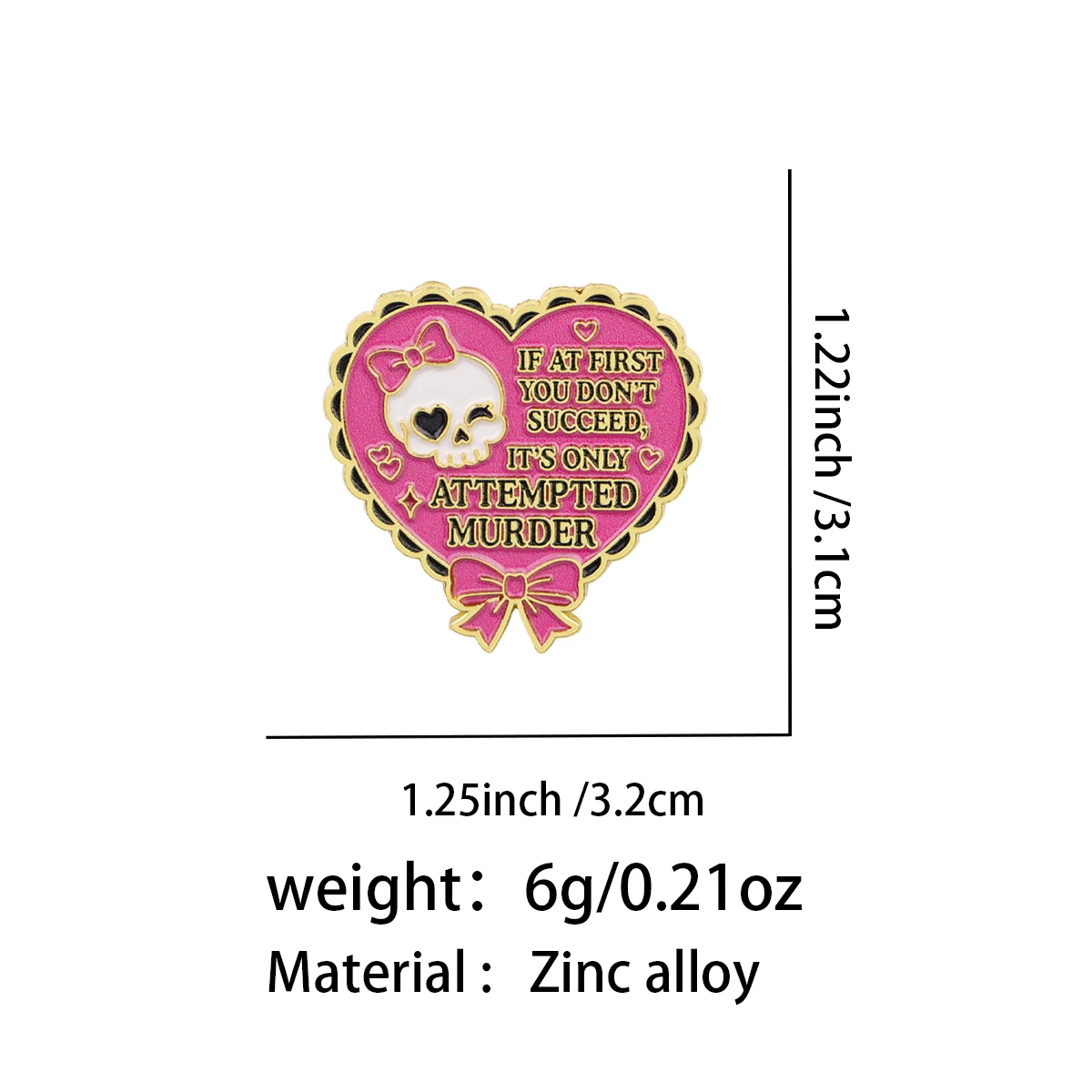 IF AT FIRST YOU DON'T SUCCEED Enamel Pin Skeleton Brooch Lapel Pins Badge Clothing Accessories Heart Jewelry Friends Gifts