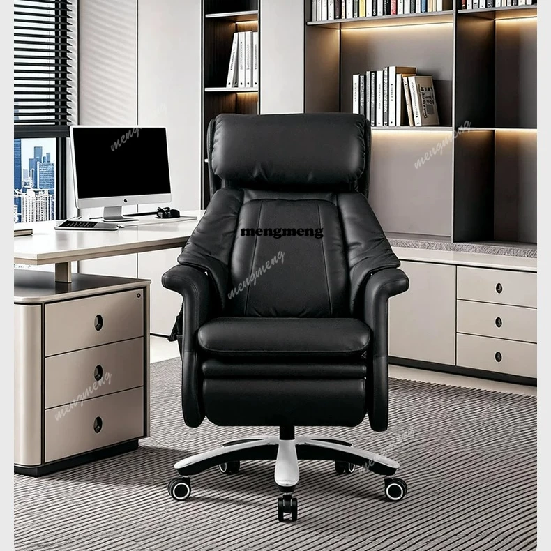 High-end leather electric computer chair heated massage boss chair can lie down for lunch break with remote control