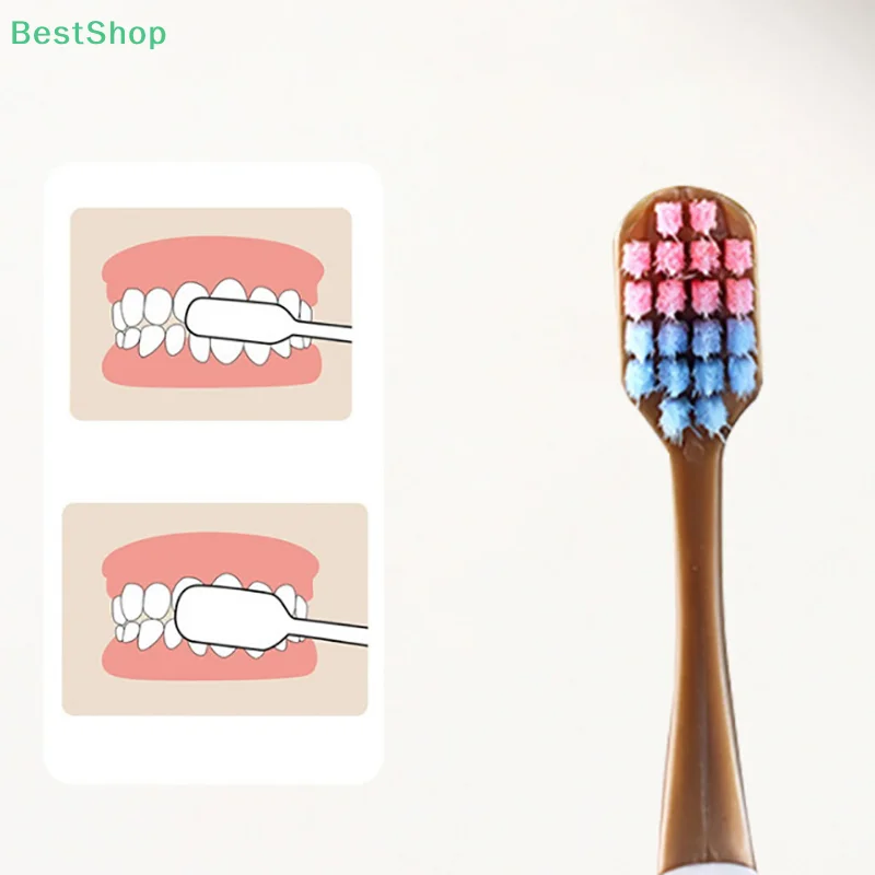 ♥ Escova de dentes adulta macia com furo quadrado de cabeça larga 4 unidades alça ergonômica, escolha ideal para viagens e hotéis