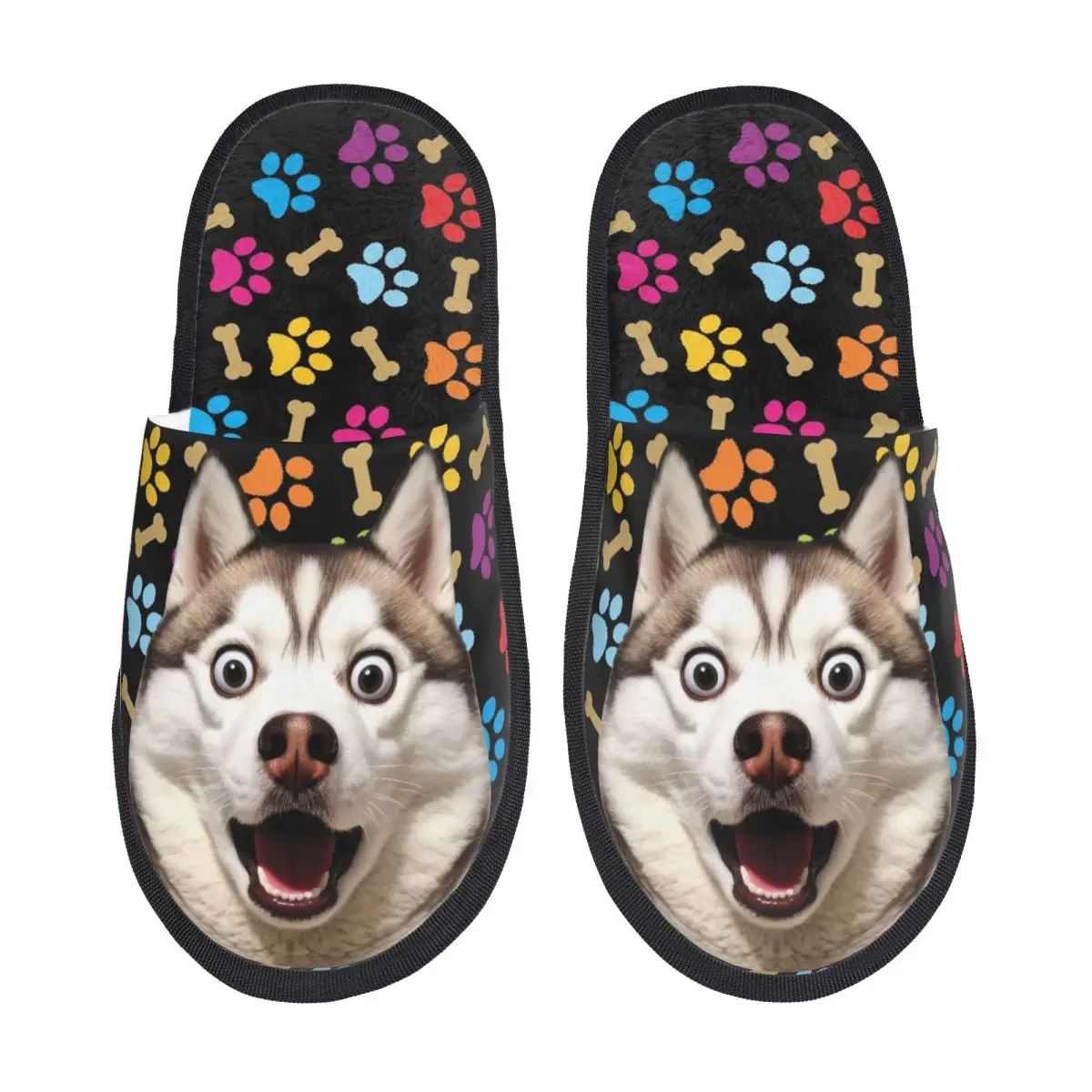 

Тапочки-мемы с лицами собак и кошек для женщин, мягкие, теплые, с эффектом памяти, пушистые, для дома и улицы