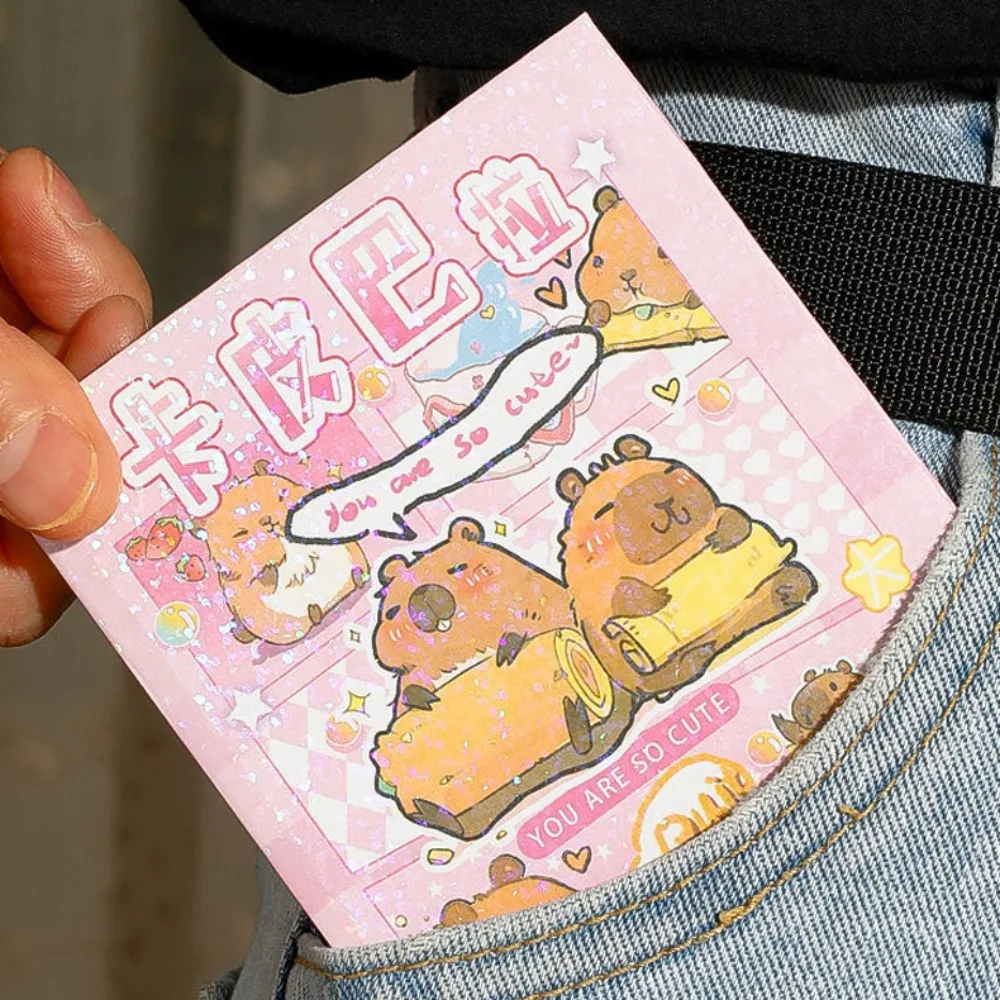 Cahier de poche A7 sans doublure, mini bloc-notes portable, bloc-notes Kawaii, petit, vierge, mignon, ami, Capybara Capybara