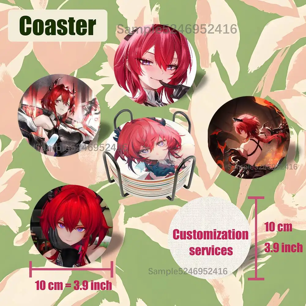 

Laevatein A-Arknights Endfield Fashion Retro Wooden Cup Mats Elements Colour Printing Cup Coasters Home Kitchen Decora Gifts