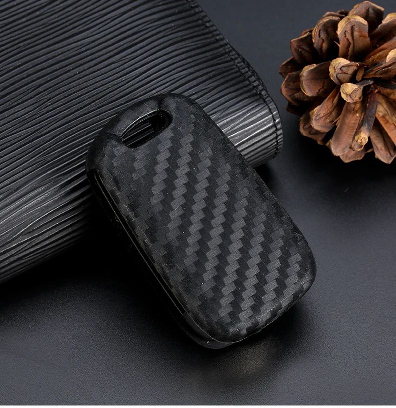 WFMJ для Hyundai Kia из углеродного волокна, силиконовый 3-кнопочный флип-чехол для смарт-ключа, чехол-цепочка