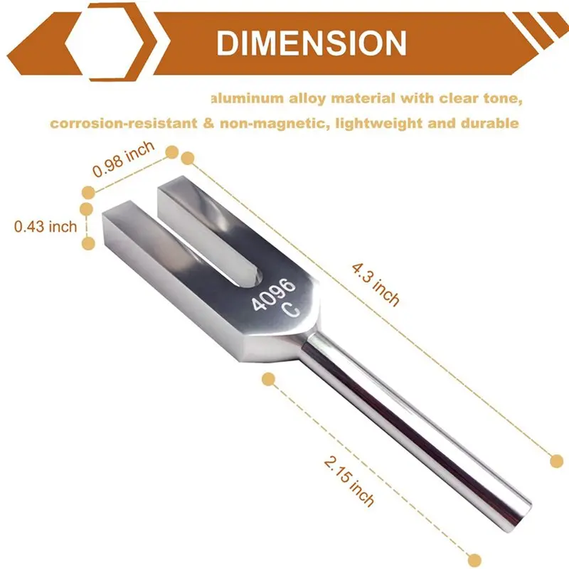 ABGH-4X 4096 Hz Tuning Fork, Crystal Tuning Fork For Healing, -Grade With Wood Hammer And Soft Storage Bag