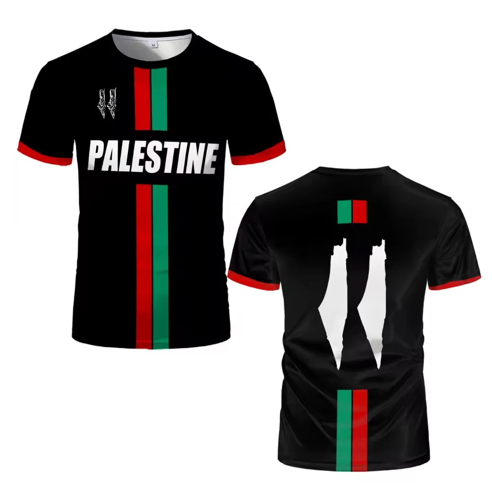 

Palestinian Football Shirt T-shirt Comfortable Quick Drying Breathable Casual Sports Summer Unisex Palestinian Flag Top T-shirt