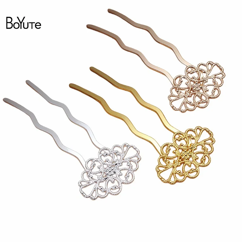 

BoYuTe (10 Pieces/Lot) 70*12MM Metal Brass Thick Wavy U-Shaped Hair Fork Welding Filigree Diy Hairpin Accessories Materials