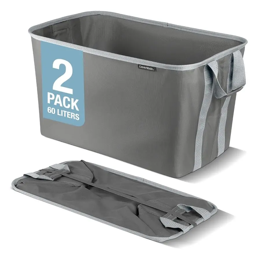 

Складная корзина для белья Shadow Stone Gray, 2 шт., 60 л, компактный органайзер для хранения с ручками, складной домашний органайзер