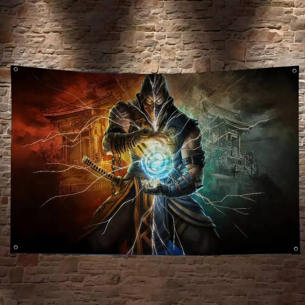 Mortal Kombat Creative Pattern Hanging Flag Polyester Printed Banner Hand Pulled Flag