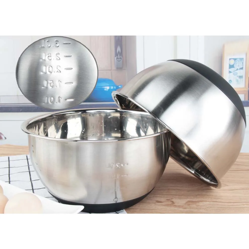 

Deepened Stainless Steel Mixing Bowl 24Cm Non-Slip Silicone Bottom Egg Beating Bowl For Baking Marinating Serving Fruit Salad