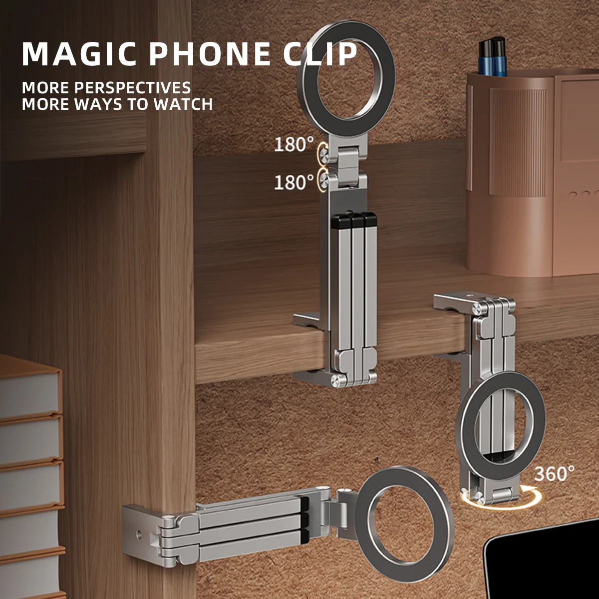 1Pcs Foldable Magnetic Phone Tripod Holder 360° Rotating Portable Stand Phone Holder Clip Tablet Desktop Use Universal