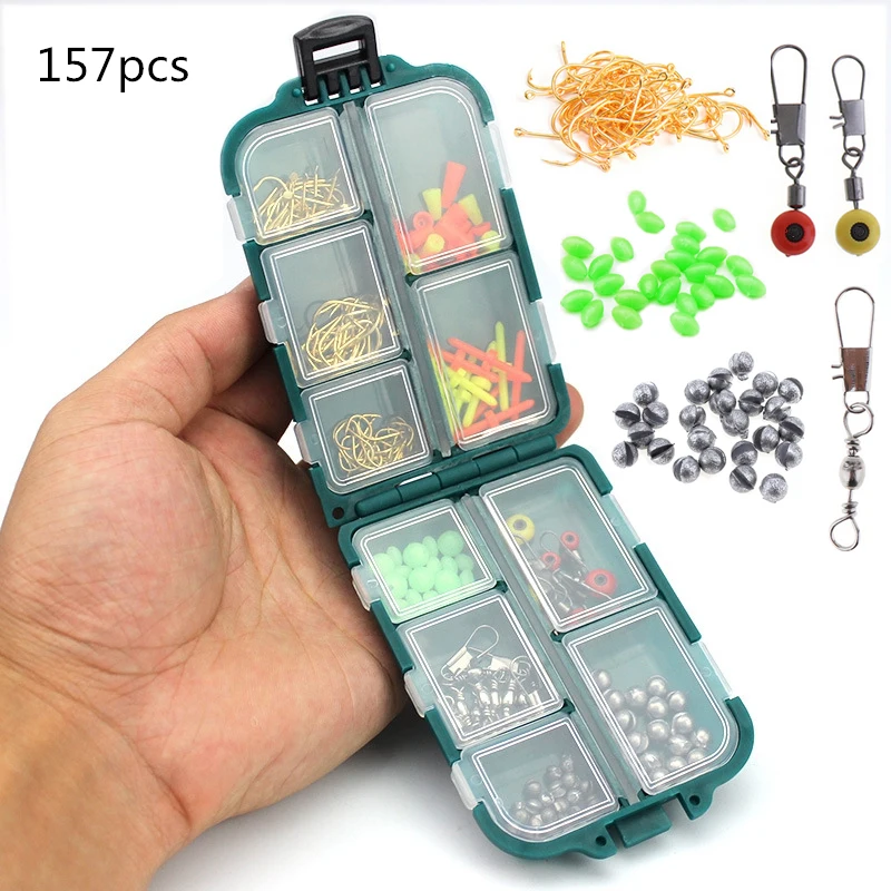 

Travel Beads ABS plastic Hooks Small Fishing Accessories Lure Bait Case Organizer Container Pocket size 157pcs