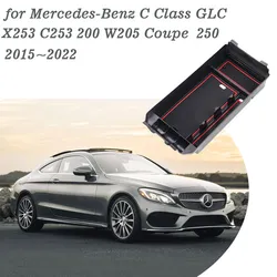 Car Organizer Box for Mercedes Benz C Class GLC X253 C253 200 W205 Coupe 250 2015~2022 Storage Center Console Tray Accessories