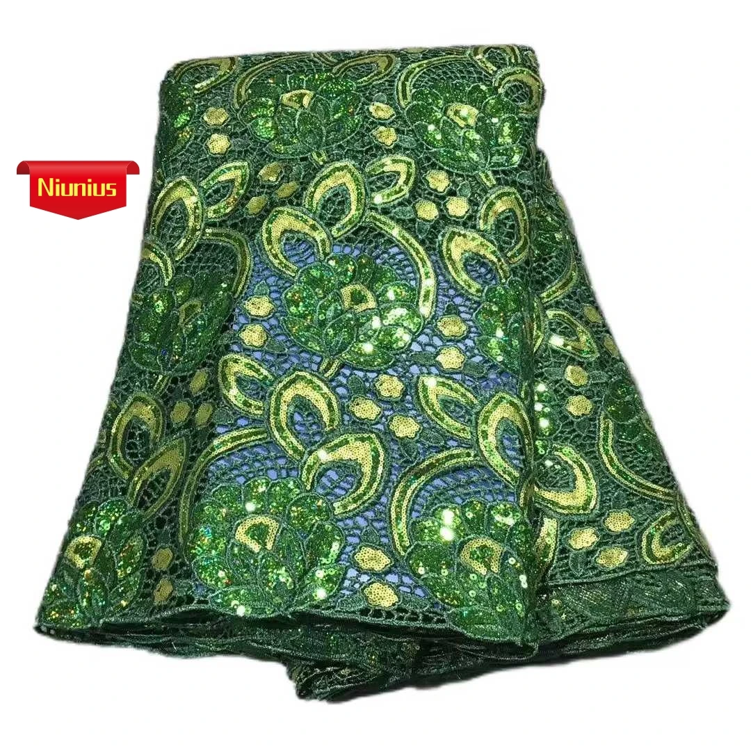 

5Yards2025Latest Delicate Skin Friendly Riche Guipure Cord Lace with Sequin Fabric For Party Evening Dresses NN5681_V