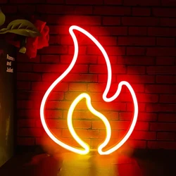 Płomień Neon Sign Fire Shaped LED Neon Light Red Yellow Led Light Signs for Man Party Game Fireplace Decor Gift for Kids Family