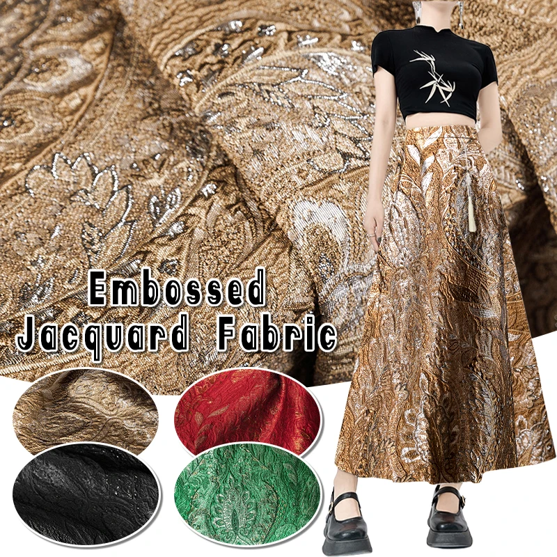 

100cm Embossed Jacquard Fabric Resplendent Palace Style European Bright 3D Texture Cloth for Jacket Skirt DIY Sewing
