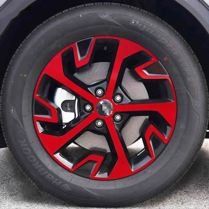 Lridescent Car Wheel Hub Stickers Self Adhesive Holographic Decals for Alloy Rims Waterproof For Kia Sportage NQ5 2022 2023 2024 view 4