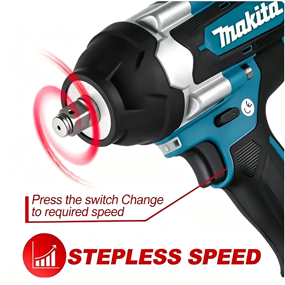 Makita DTW700 Cordless Impact Wrench 18V Brushless Motor 1000Nm Variable Speed Electric Wrench High Effieiency Durable Auto Stop