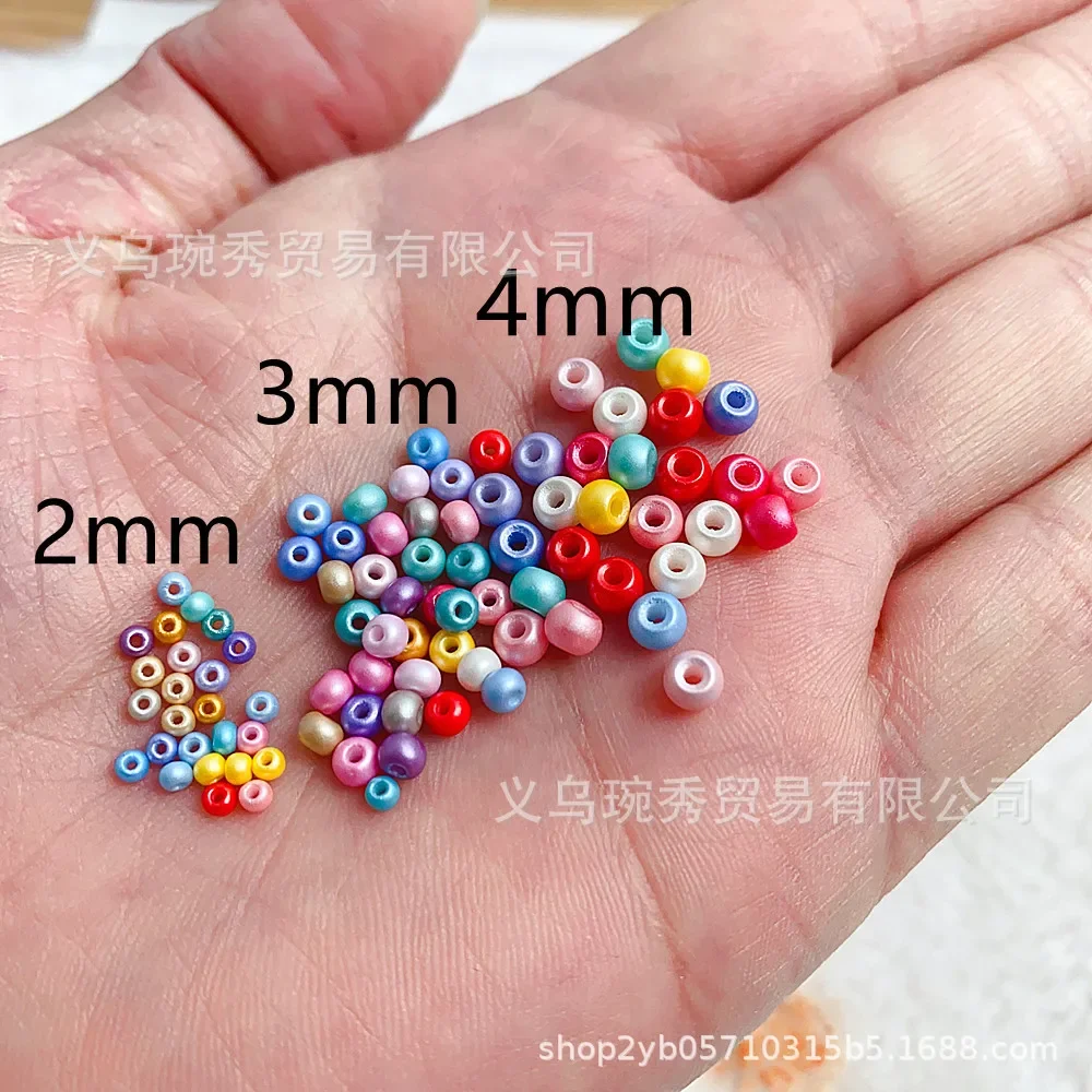 2/3/4mm High Protection Pearl Powder Solid Color Glass Rice Beads Handmade DIY Bead Bead Loose Bead Bracelet Necklace 10g