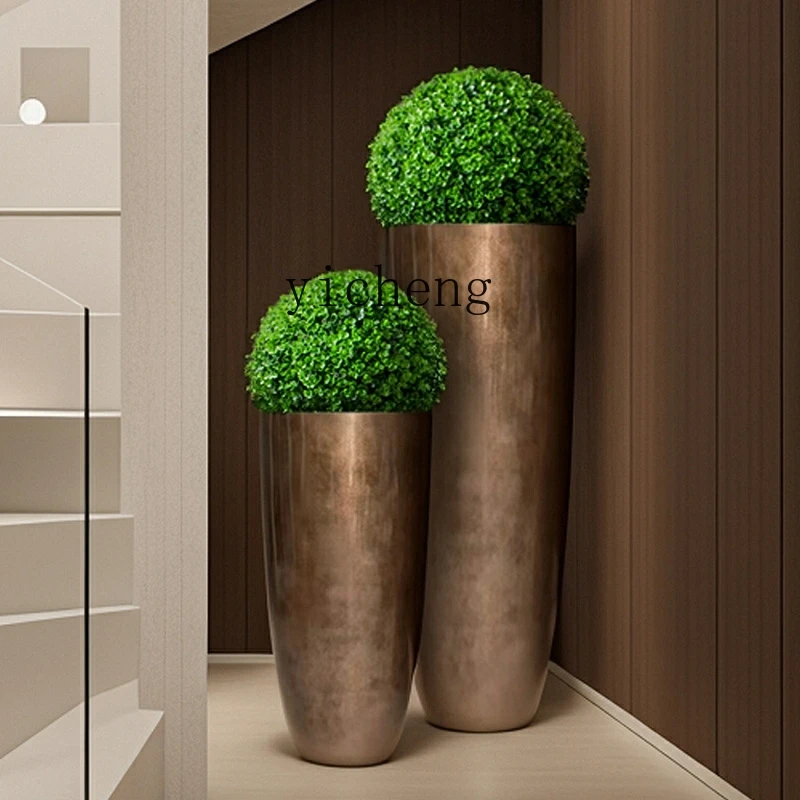 

ZK fiberglass round floor-to-ceiling large vase, simple modern soft decoration jewelry, beautiful Chen flower ware