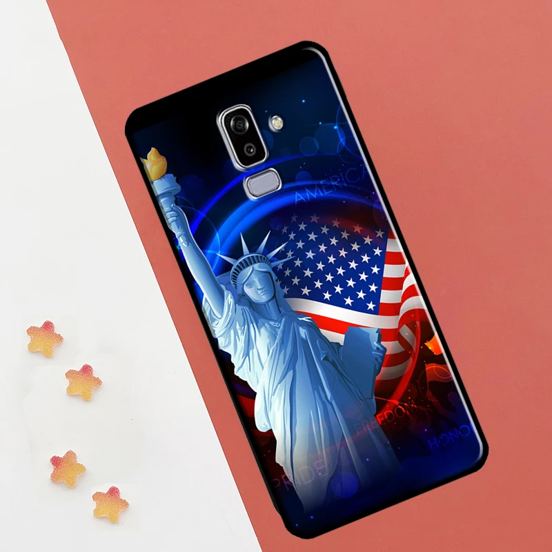 America Flag Statue of Liberty Case For Samsung Galaxy J8 2018 A7 A9 A6 A8 J4 J6 Plus J1 A3 A5 2016 J3 J5 J7 2017 Cover