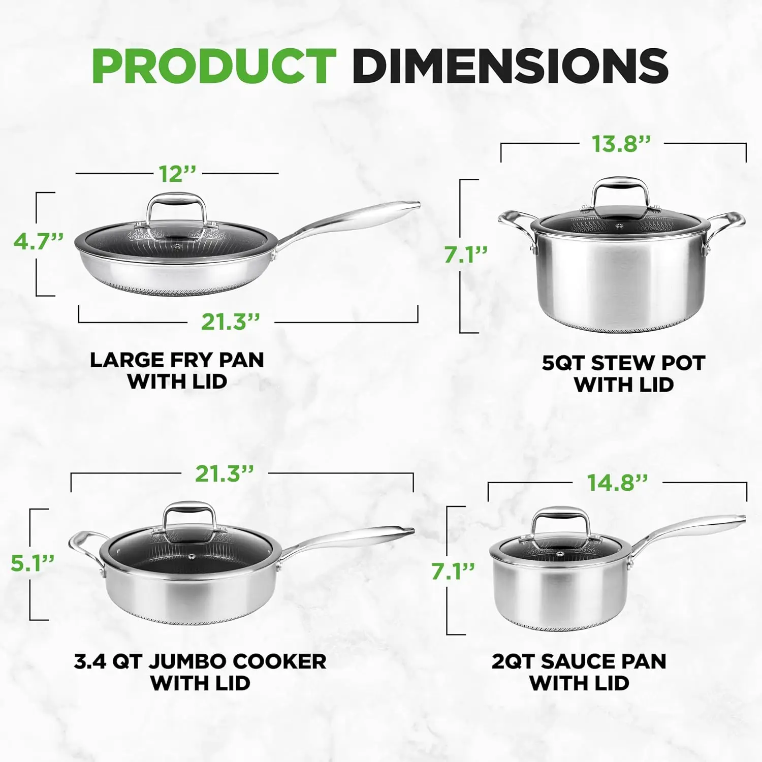 8-Piece Stainless Steel Triply Cookware Set with Non-Stick Coating, Pots and Pans Kitchenware Set, Kitchen Cookware