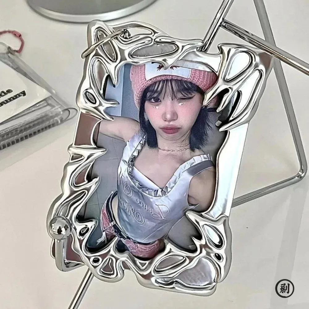 Silver Metallic Style Shaped Photo Card Holder Kpop Electroplated Special-shaped Card Sleeve