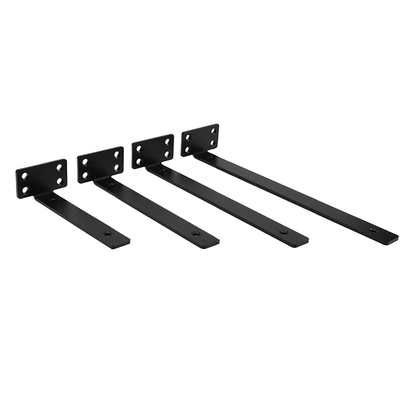 NEW 1 Set Heavy Duty Cast Iron Shelves Brackets Floating Shelf Brackets 4MM Thicked Invisible L Brackets For Shelves Support