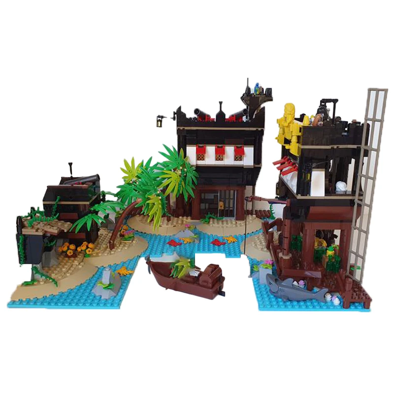 Mittelalter liche Serie modulares Gebäude Moc Piraten von Barracuda Bay Modell technische Ziegel Montage Kinder Spielzeug Geschenke Teile