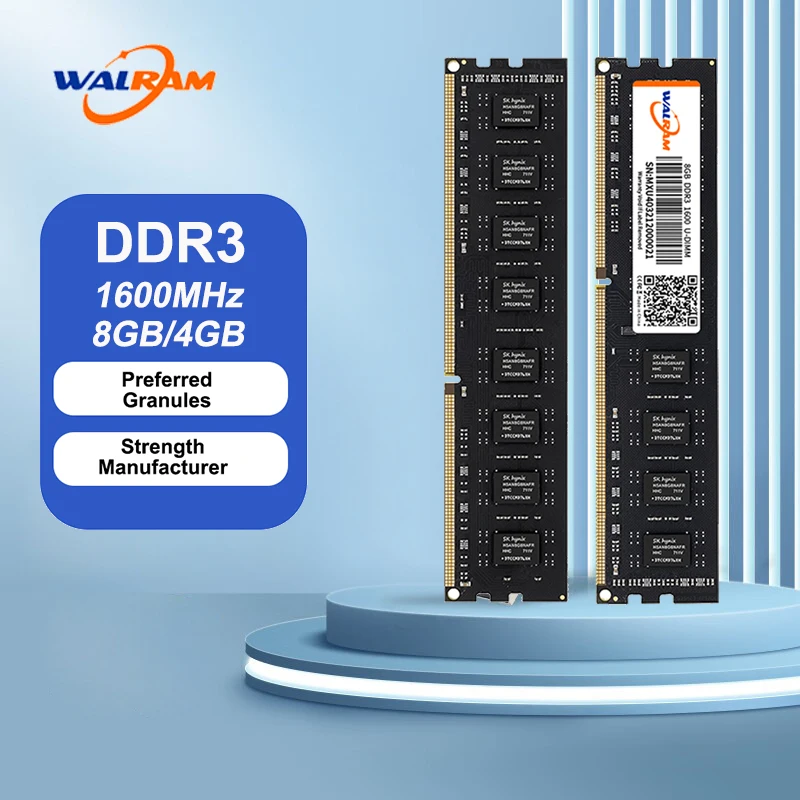 

Оперативная память Walram DDR3 8 ГБ для настольных ПК, DDR3 4 ГБ 1600 МГц 1.5В DIMM, высокоскоростная внутренняя память для компьютера DDR3 1600 МГц для ПК