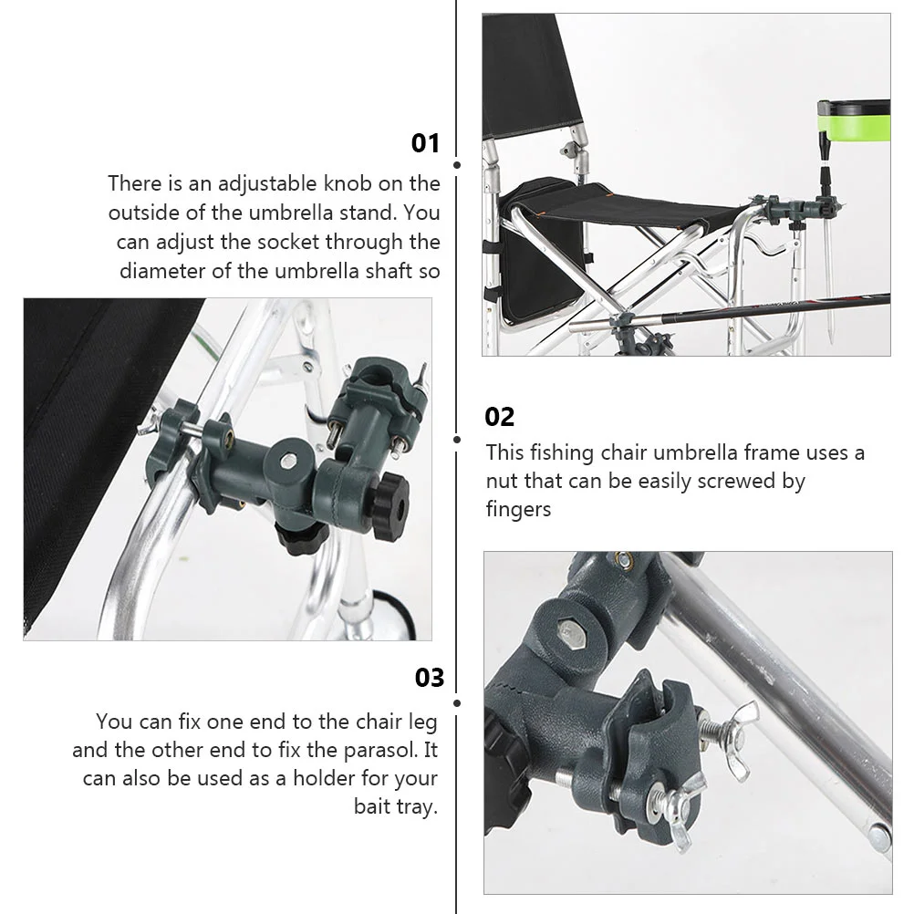 Guarda-chuva Stand Chair Holder, Mount Bracket, Clamp Parasol Rod Rack, Pátio Clip Clamps Deck, Conector Universal, Acessórios de bancada