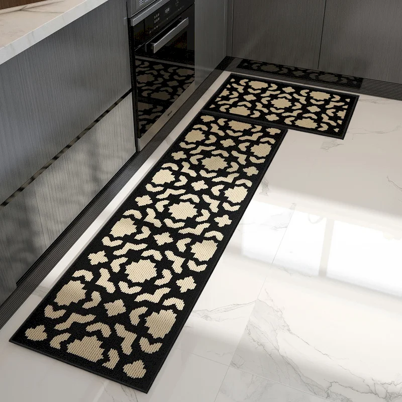 VIKAMA Kitchen Geometric Grid Groove Floor Mat Anti Slip Soft Carpet, Used For Kitchen Indoor Home Decoration
