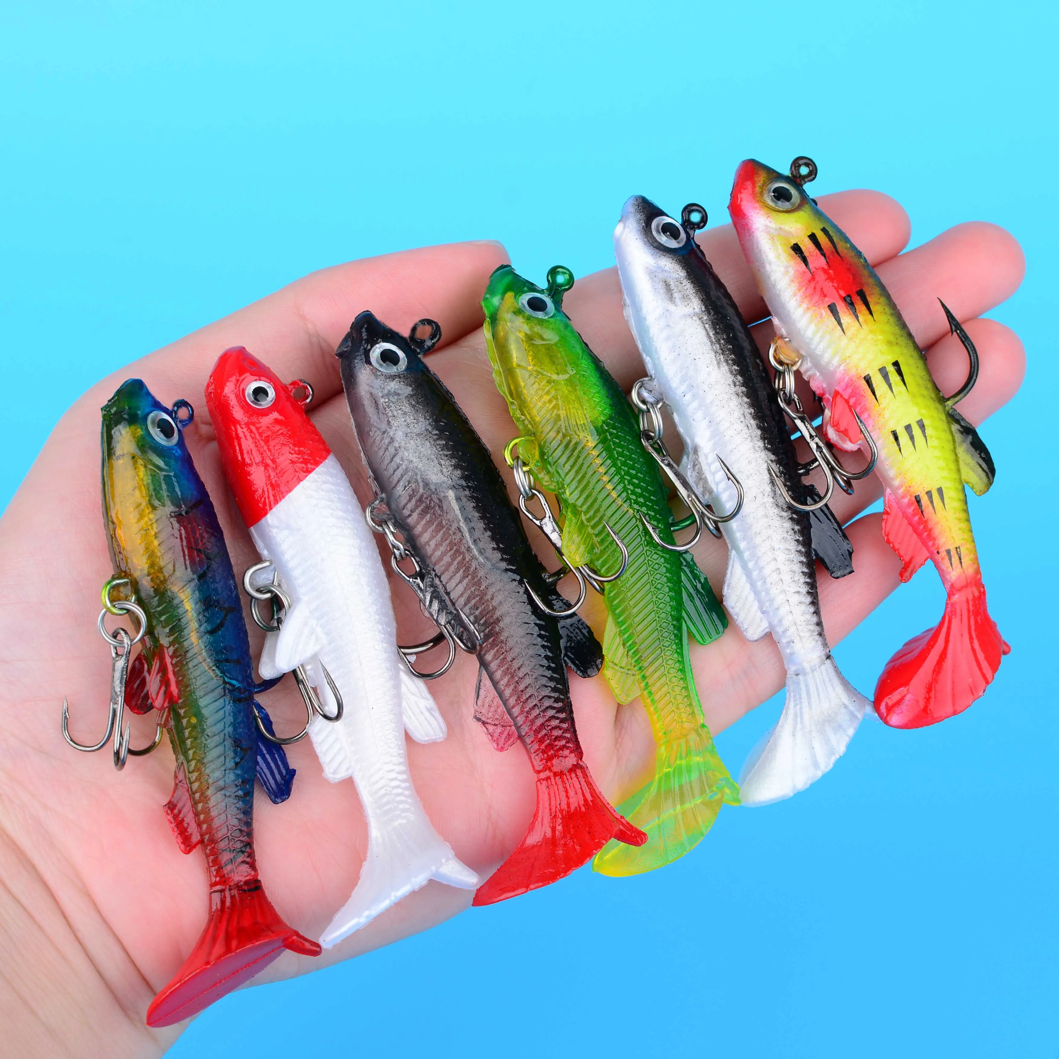 طقم طُعم صيد ناعم مكون من 11 قطعة مع خطاف ثلاثي مثالي لصيد الأسماك في المياه المالحة والمياه العذبة #1