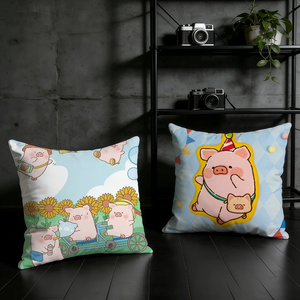 Cartoon L-LuLu the Piggy Pig cushion cover Birthday Anniversary Gifts Double Sided Printed Zipper Cushion Cover Soft Skin