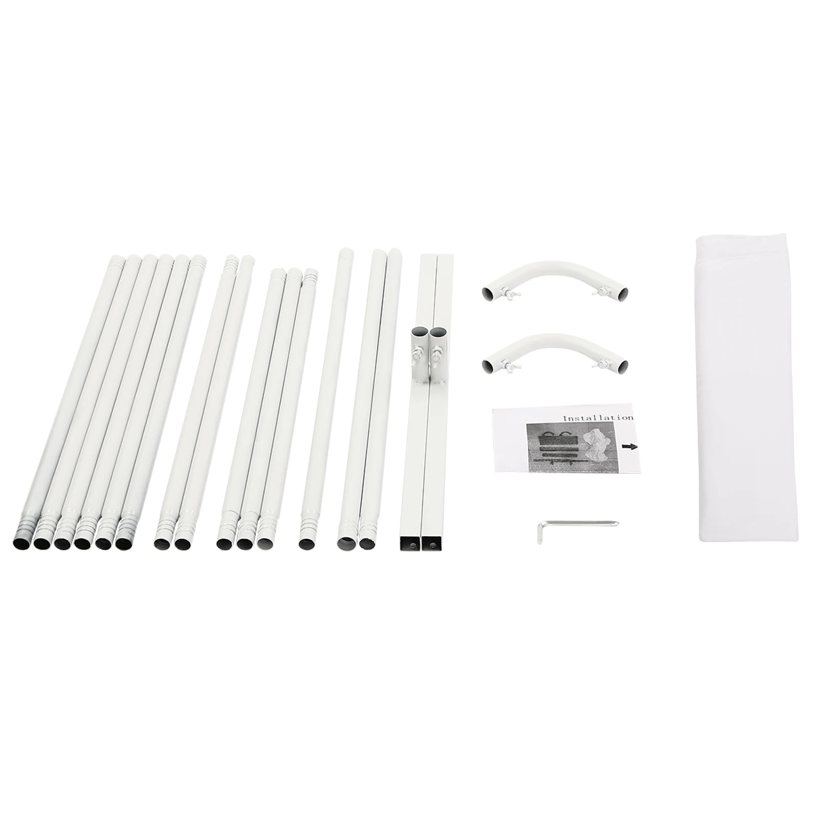 ฉากหลังงานแต่งงานสีขาวขนาด 4.92×6.56 ฟุต พร้อมโครงเหล็กขนาด 19 มม. รับน้ำหนักได้ 17.64 ปอนด์ — ประกอบได้โดยไม่ต้องใช้เครื่องมือ เหมาะสำหรับงานแต่งงาน