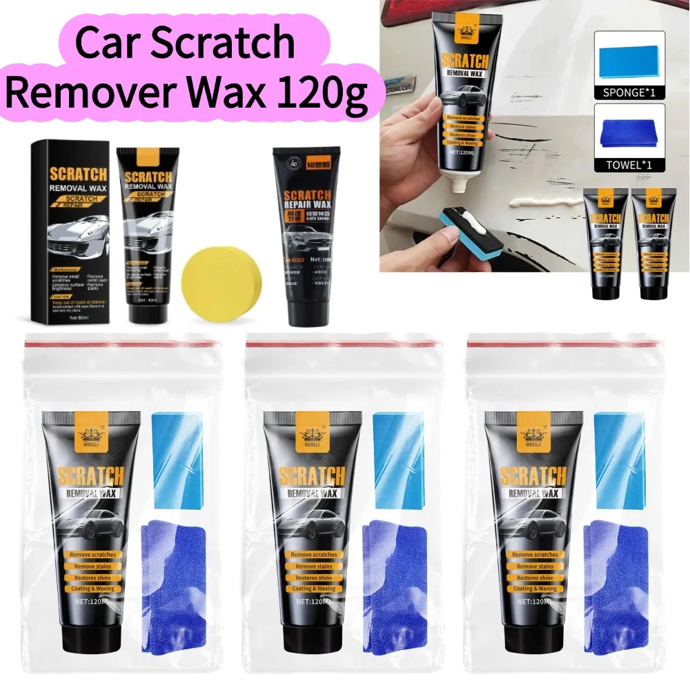 3er-Set Auto-Kratzerentferner-Wachs 120g Professionelle Lackkratzer-Reparatur Polierpaste Effektiv für Tiefe Kratzer Pflegeset