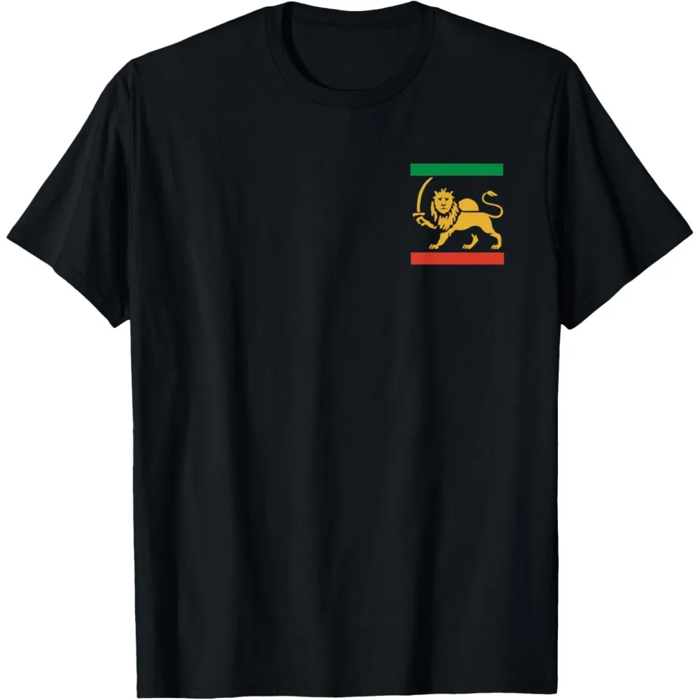 Iran Shir O Khorshid Lion & Sun Emblem T-Shirt Iranian Flag Symbol Shirt Simple Casual Men Women Unisex Cotton Tee Tops