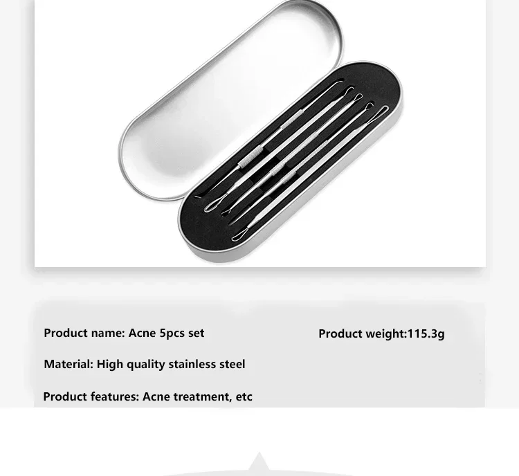 5PCS Puistje Popper Tool Acne Naalden Mee-eter Verwijdering Kit Schone Poriën Diepe Gezichtsverzorging Verwijderen Acne Mee-eter Huidverzorging gereedschap