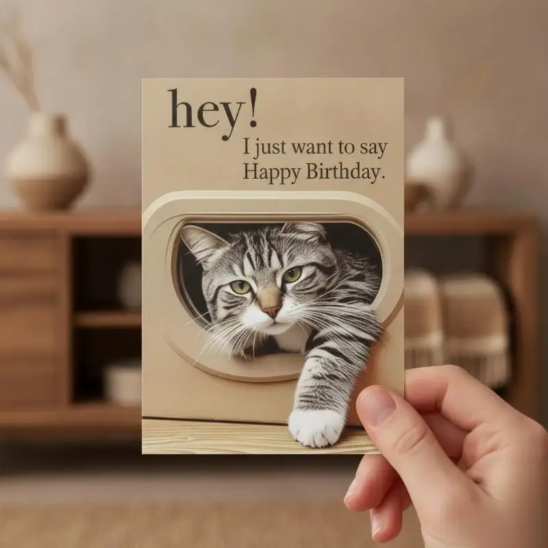 【YA】12PCS Cute Cat Paw Design Birthday Cards Lovely Kitty Pattern Blank Greeting Cards for Birthday Party Invitation